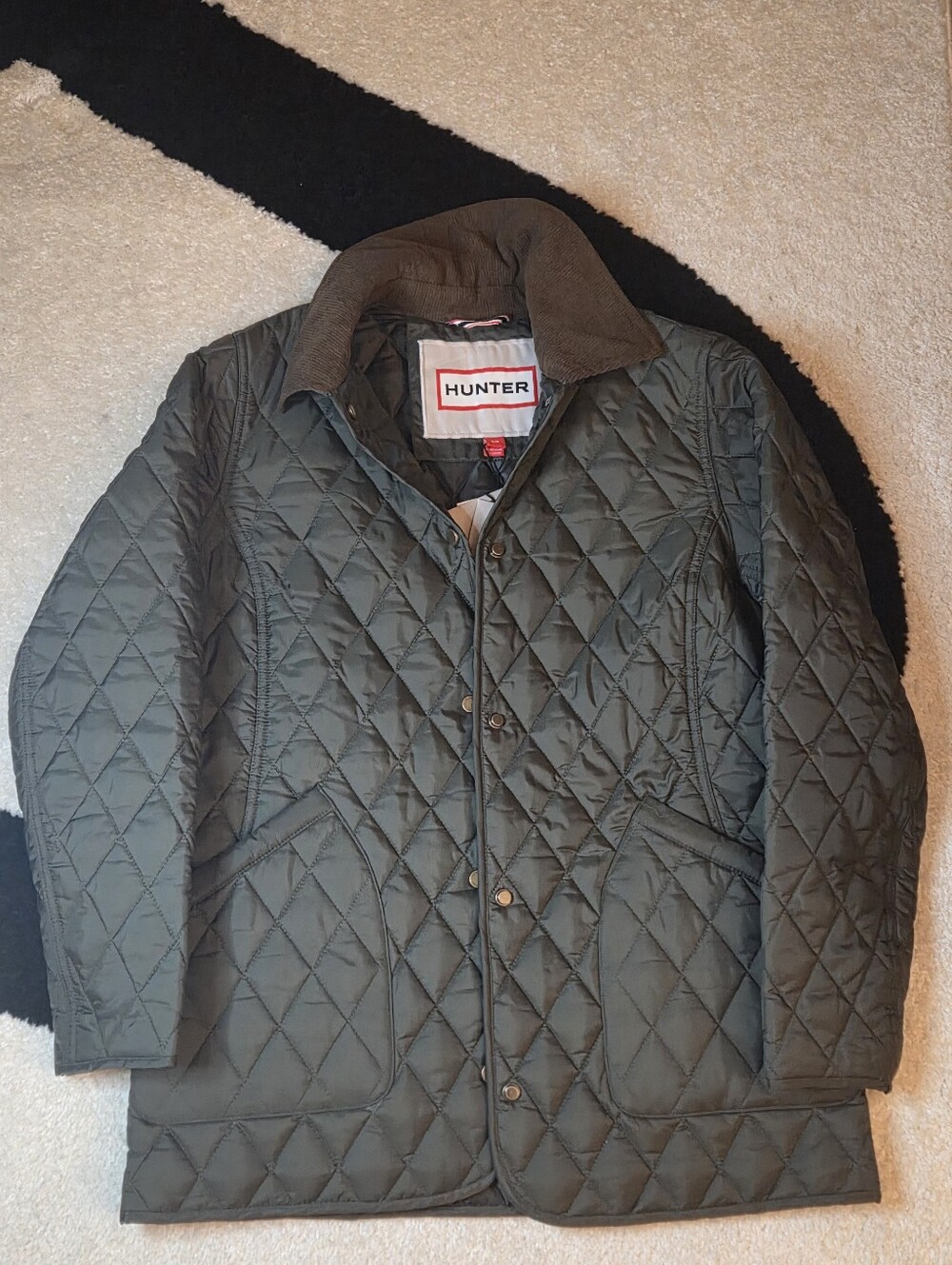 HUNTER OLIVE GREEN 'RACHEL ' DIAMOND QUILTED JACKET